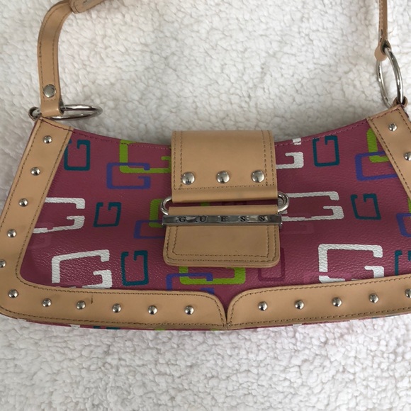 Vintage Guess “G” Pink Studded hobo - Picture 2 of 6